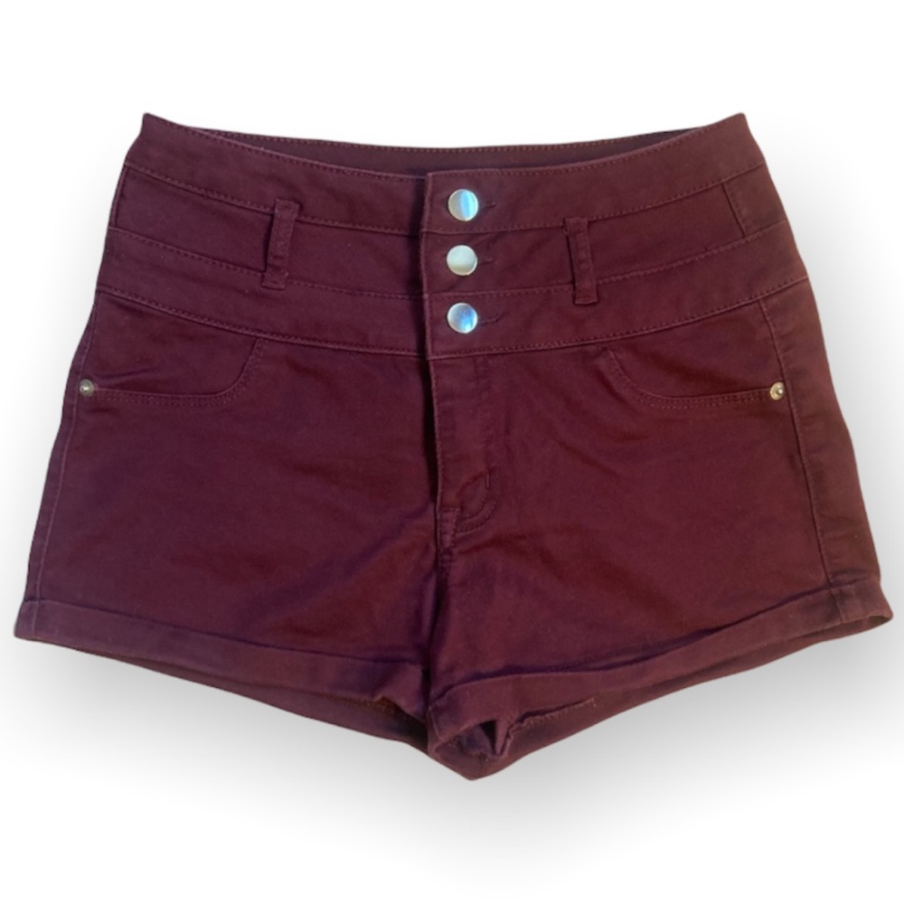 Love Fire Maroon High-waisted Shorts Button Fly Size 4